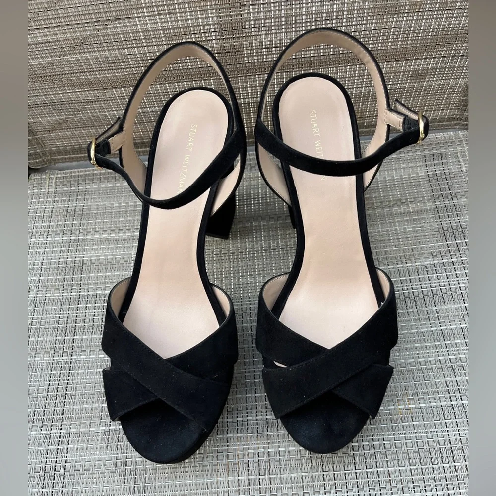 STUART WIETZMAN LADIES BLACK SUEDE IVONA SHOES-9.5M - Picture 3 of 12